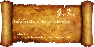 Günther Krisztofer névjegykártya